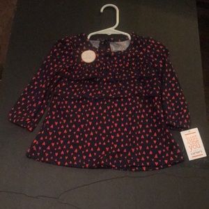 Brand new navy blue top with heart print #1-3